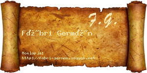 Fábri Germán névjegykártya